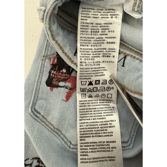 Vintage Levi’s Wicked Violence Light Blue Jeans With Handwritten Artwork Size 27 - Picture 9 of 11